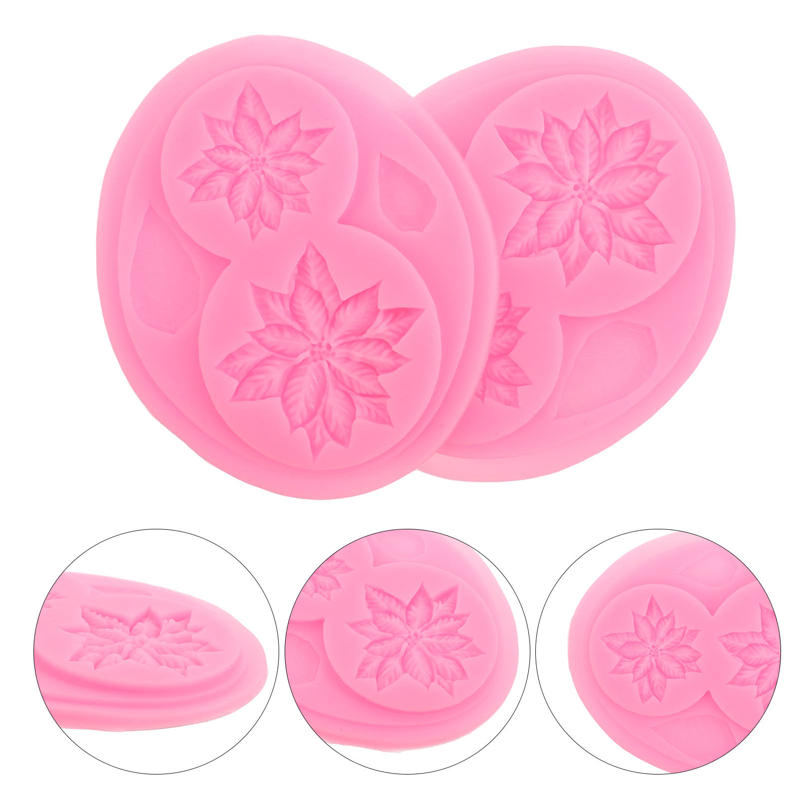 Soap Making Ins - ケーキデコレーション、チョコレートフォンダン、デザートモールディング、ベーキング、冷凍、レジン、石鹸作り用の花柄シリコンモールド2個セット