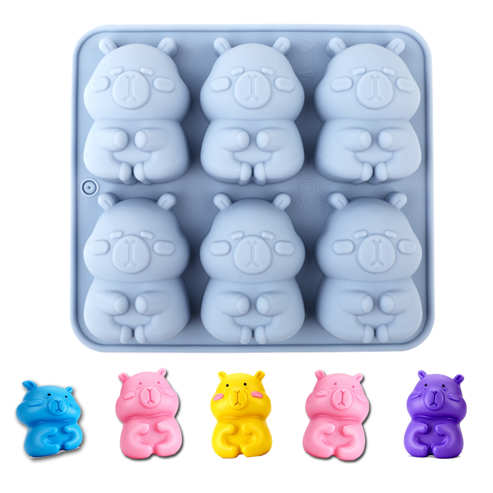 Soap Making Gloves - かわいいカピバラの形をしたシリコンケーキ型1個。チョコレート、ケーキ、プリン、ゼリー、キャンディー、ケーキデコレーション、クマの形のキャンドル、手作り石鹸、工芸品、その他のキッチン用品を作るのに使用できるベーキング型です。