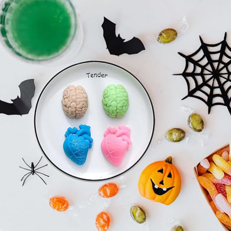 Soap Making Line - 人間の脳と心臓のシリコンモールド、石鹸作り用品、ハロウィン3D臓器の形、キャンドル、アイスキューブトレイ、チョコレート、ゼリー用