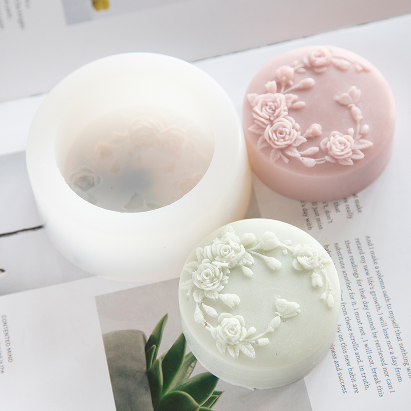 Soap Making Line - ラウンド形状バラの花手作り石鹸シリコーン型牡丹バラの花石鹸金型香りキャンドル樹脂石膏型