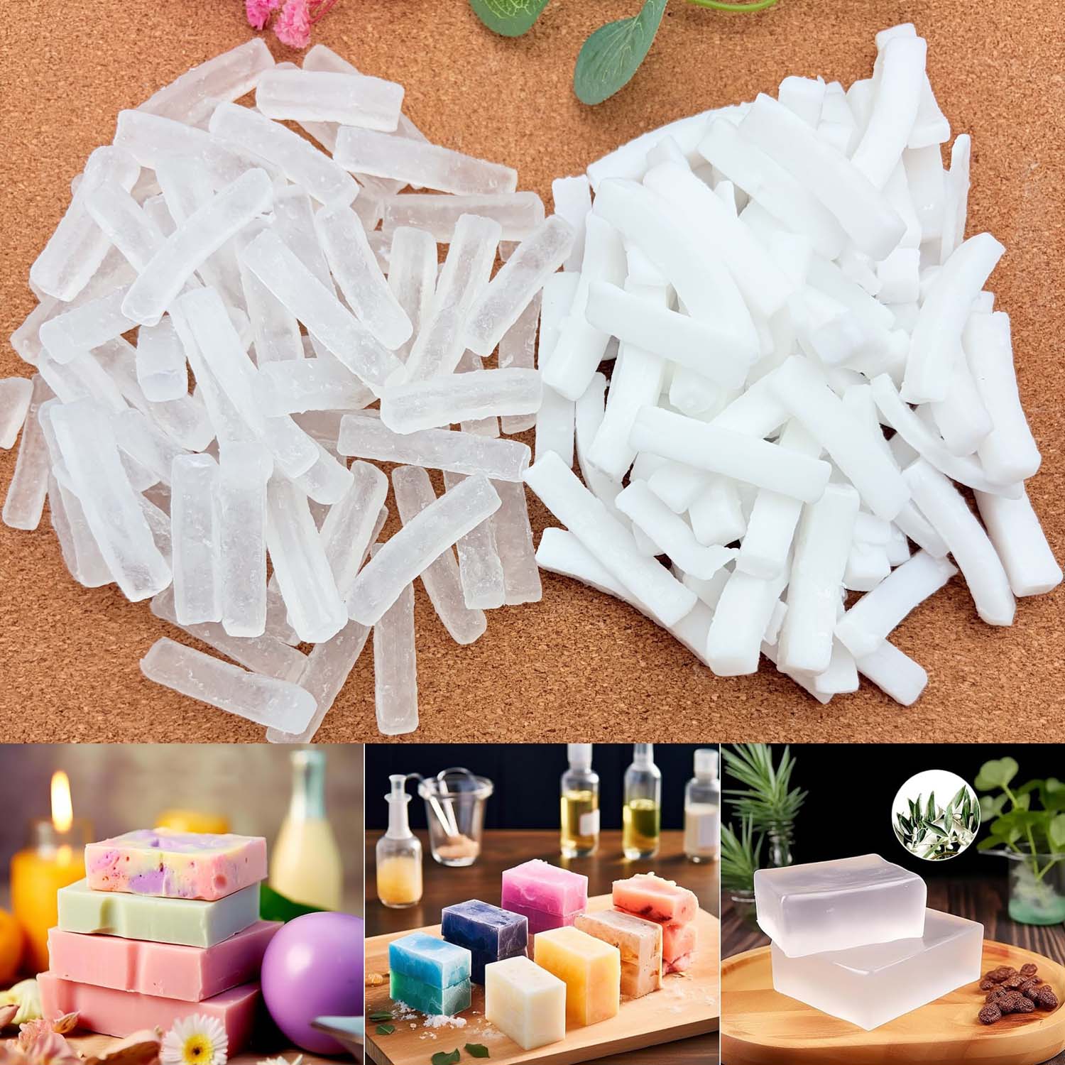 Soap Making Kit Organic - 250gの透明石鹸ベース、石鹸作り用ベースクラフトキット、ナチュラ石鹸ベース、ハンドソープバー用ベース、DIYオーガニック石鹸バー用ベース