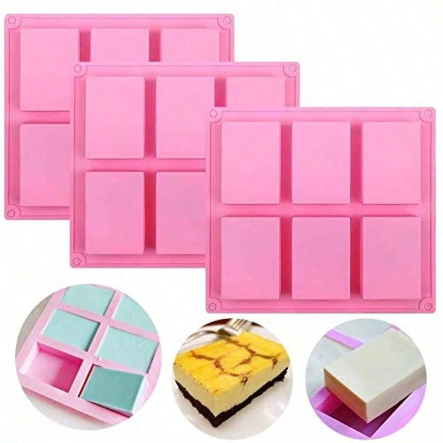 Soap Making Gloves - 1-2パック6個入りDIYシリコンモールド、ピンクの手作り石鹸、ケーキ、クッキー、チョコレート、アイスキューブ用ベーキングモールド、ケーキ型