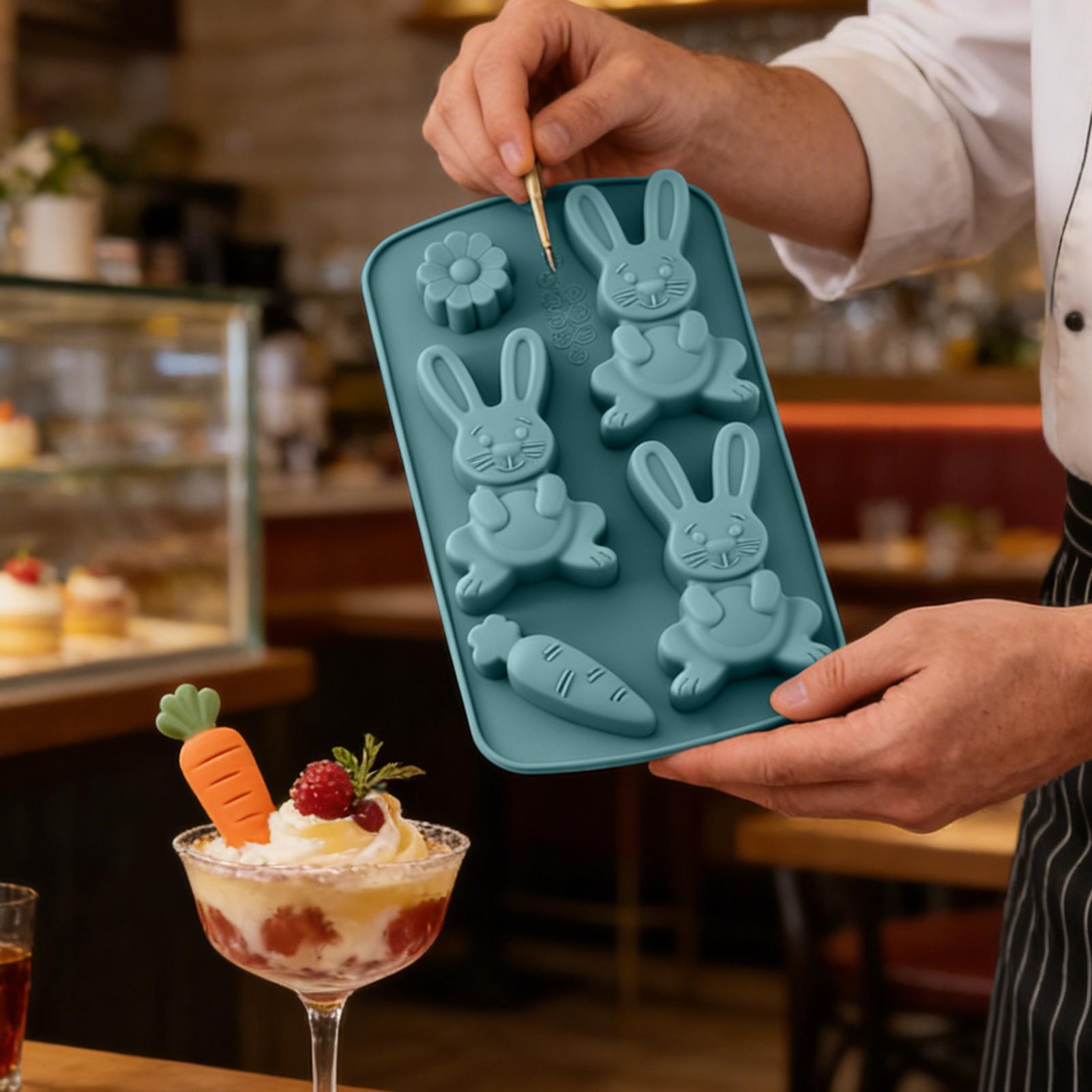 Soap Making Gloves - イースターバニー型 ノンスティック 3Dバニー型 レジンモールド グミ、アイス、ゼリー、ペストリー、ケーキデコレーション、石鹸、チョコレート、カップケーキ用