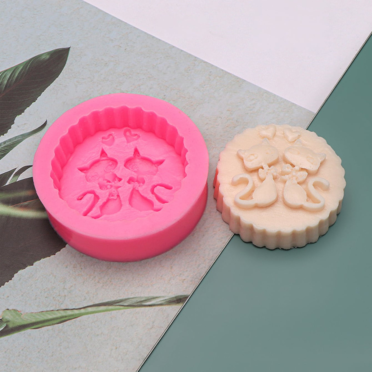 1ピースシリコン製猫型石鹸型 - 丸型DIYキャンドル作成型 - Soap Making Line のレビューと価格