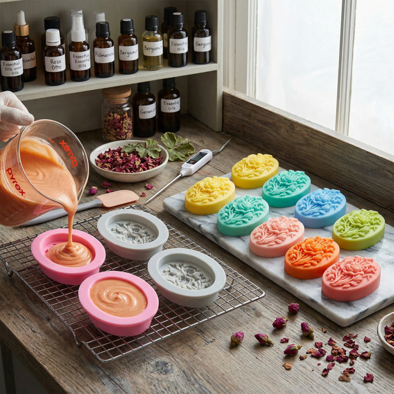 花の形をしたシリコンモールド4個、簡単に型抜きでき、再利用可 - Soap Making Ins のレビューと価格