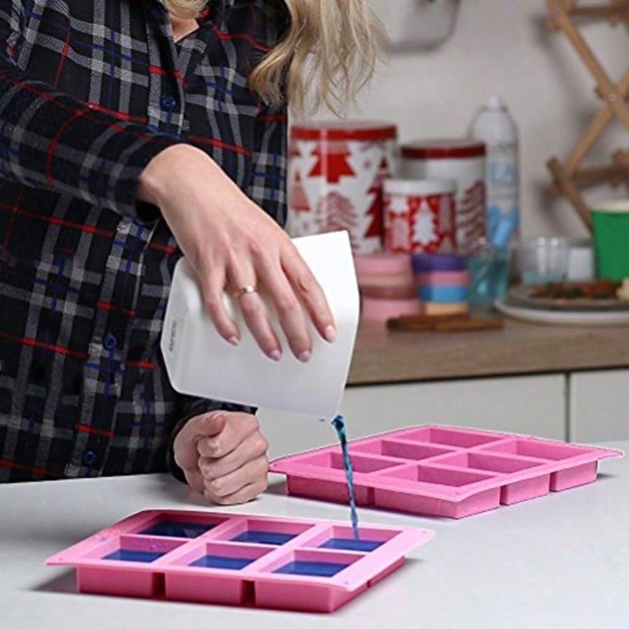 1-2パック6個入りDIYシリコンモールド、ピンクの手作り石 - Soap Making Gloves のレビューと価格